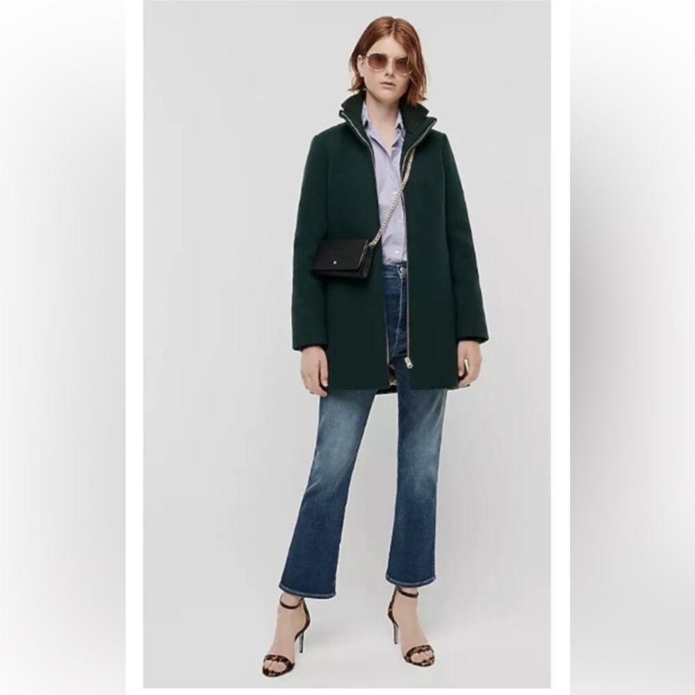 J. Crew Italian Stadium Cloth Wool Blended Lodge Coat Green Size 2